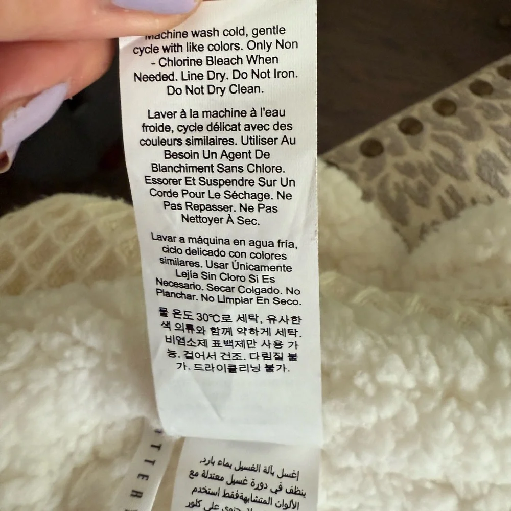Pottery Barn Faux Sherpa Waffle Throw Blanket 50x60 Cream